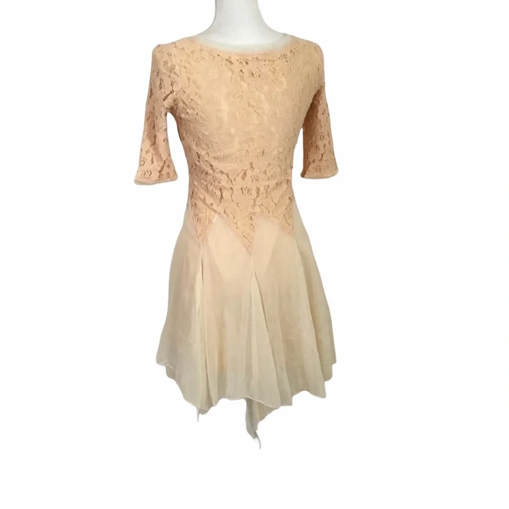 Tea Length Vintage Inspired Lace & Chiffon Dress